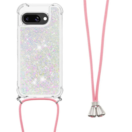 For Google Pixel 9a TPU Case Quicksand Design Phone Cover with Lanyard