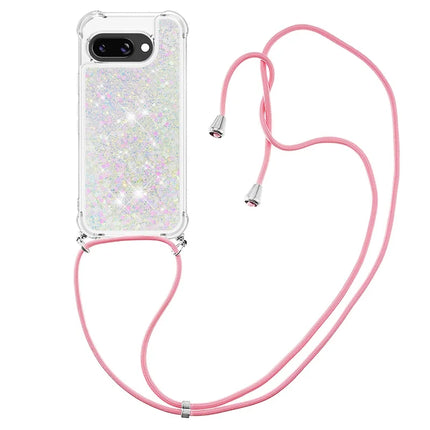 For Google Pixel 9a TPU Case Quicksand Design Phone Cover with Lanyard
