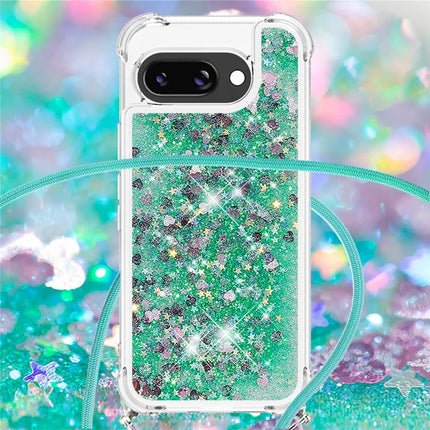 For Google Pixel 9a TPU Case Quicksand Design Phone Cover with Lanyard