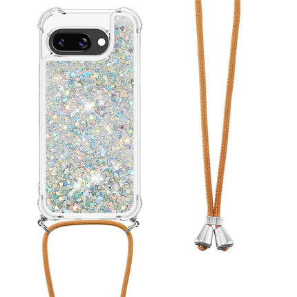 For Google Pixel 9a TPU Case Quicksand Design Phone Cover with Lanyard