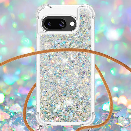 For Google Pixel 9a TPU Case Quicksand Design Phone Cover with Lanyard