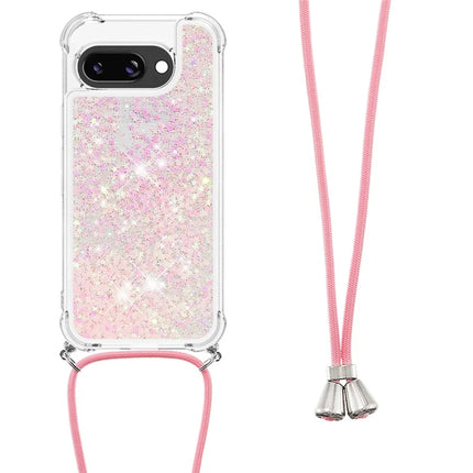 For Google Pixel 9a TPU Case Quicksand Design Phone Cover with Lanyard