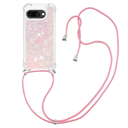 For Google Pixel 9a TPU Case Quicksand Design Phone Cover with Lanyard