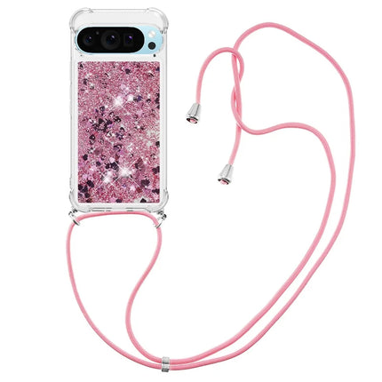 For Google Pixel 9 TPU Case Quicksand Design Phone Cover with Lanyard