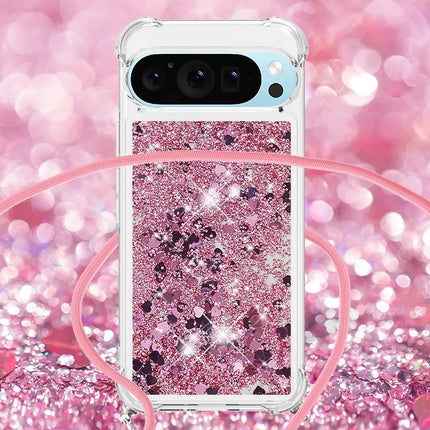 For Google Pixel 9 TPU Case Quicksand Design Phone Cover with Lanyard