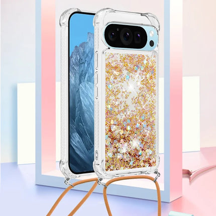 For Google Pixel 9 TPU Case Quicksand Design Phone Cover with Lanyard
