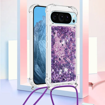 For Google Pixel 9 TPU Case Quicksand Design Phone Cover with Lanyard