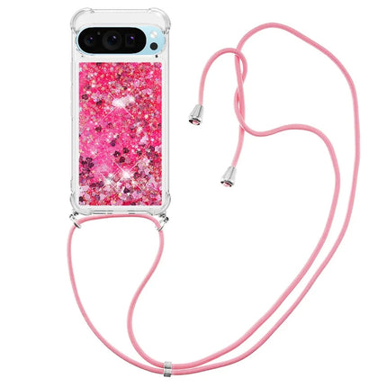 For Google Pixel 9 TPU Case Quicksand Design Phone Cover with Lanyard