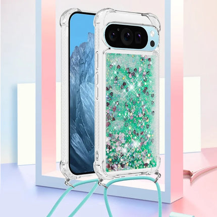 For Google Pixel 9 TPU Case Quicksand Design Phone Cover with Lanyard