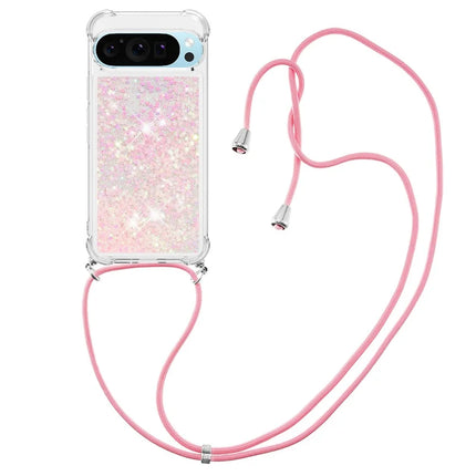 For Google Pixel 9 TPU Case Quicksand Design Phone Cover with Lanyard