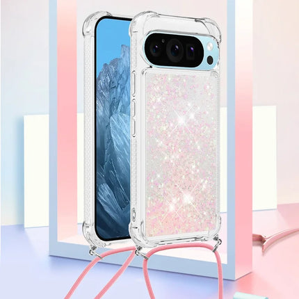 For Google Pixel 9 TPU Case Quicksand Design Phone Cover with Lanyard