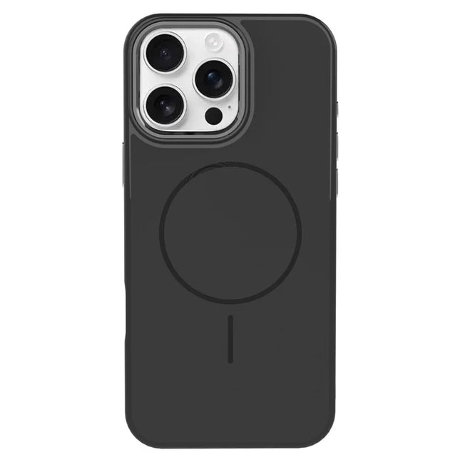 For iPhone 16 Pro Max Case Compatible with MagSafe TPU + PC Scratch Resistant Phone Back Cover with Metal Accents - Black