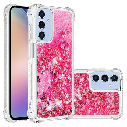 For Samsung Galaxy A26 5G TPU Case Glitter Quicksand Shockproof Phone Back Cover - Pink / Hearts