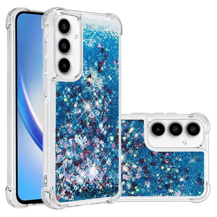 For Samsung Galaxy A56 5G TPU Case Glitter Quicksand Shockproof Phone Back Cover - Blue / Hearts