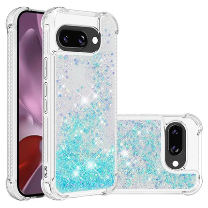 For Google Pixel 9a TPU Case Glitter Quicksand Shockproof Phone Back Cover - Blue / Pentagram