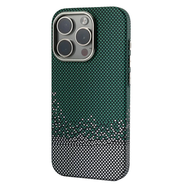 For iPhone 16 Pro Max Case Compatible with MagSafe PC Phone Back Cover with Metal Buttons - Sand Green