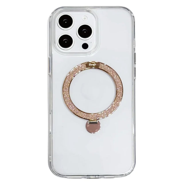 For iPhone 16 Pro Max Case Compatible with MagSafe TPU + PC Kickstand Clear Phone Cover - Gold