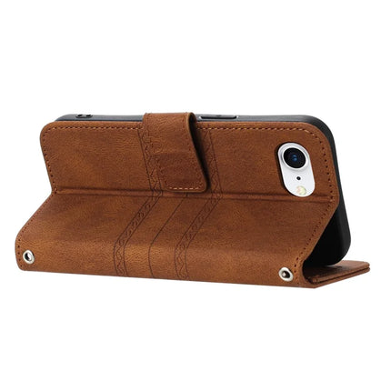 For iPhone 16e Case Wallet Skin-Touch Leather Imprinted Phone Cover