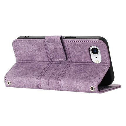 For iPhone 16e Case Wallet Skin-Touch Leather Imprinted Phone Cover