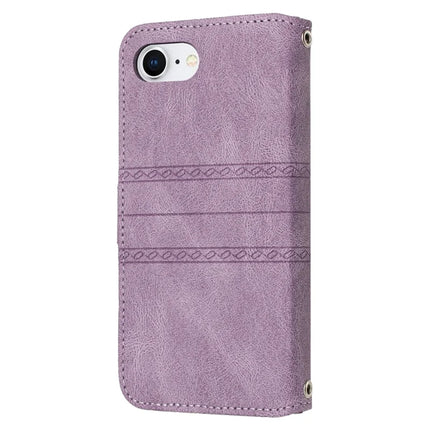 For iPhone 16e Case Wallet Skin-Touch Leather Imprinted Phone Cover
