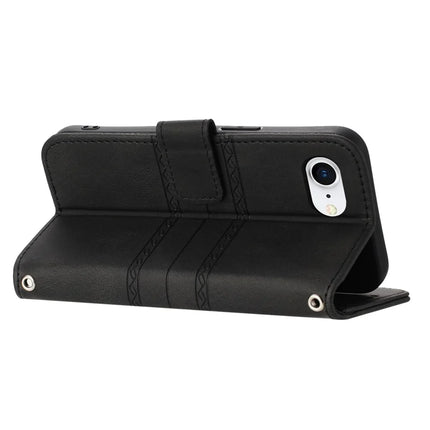 For iPhone 16e Case Wallet Skin-Touch Leather Imprinted Phone Cover