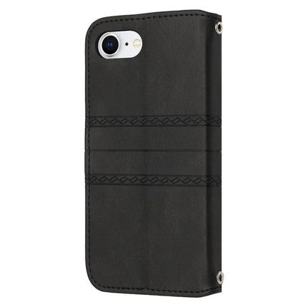 For iPhone 16e Case Wallet Skin-Touch Leather Imprinted Phone Cover