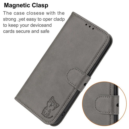 For iPhone 16e Case Happy Cat Pattern Imprinted Leather Wallet Phone Cover