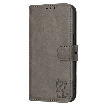 For iPhone 16e Case Happy Cat Pattern Imprinted Leather Wallet Phone Cover