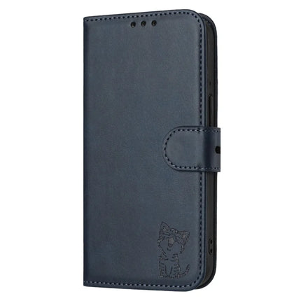 For iPhone 16e Case Happy Cat Pattern Imprinted Leather Wallet Phone Cover