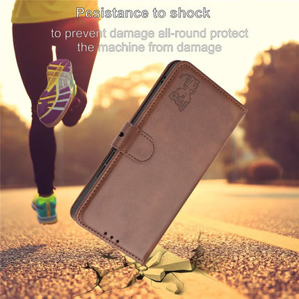 For iPhone 16e Case Happy Cat Pattern Imprinted Leather Wallet Phone Cover