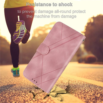 For iPhone 16e Case Imprinted Line Leather Phone Cover with Handy Strap