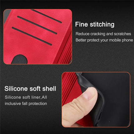 For iPhone 16e Case Imprinted Line Leather Phone Cover with Handy Strap