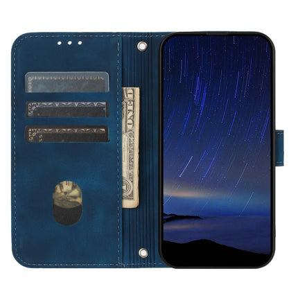 For iPhone 16e Case Imprinted Line Leather Phone Cover with Handy Strap
