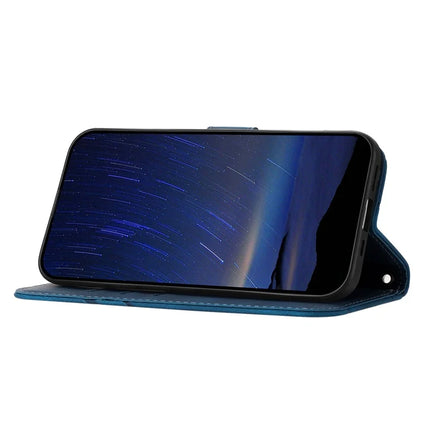 For iPhone 16e Case Imprinted Line Leather Phone Cover with Handy Strap