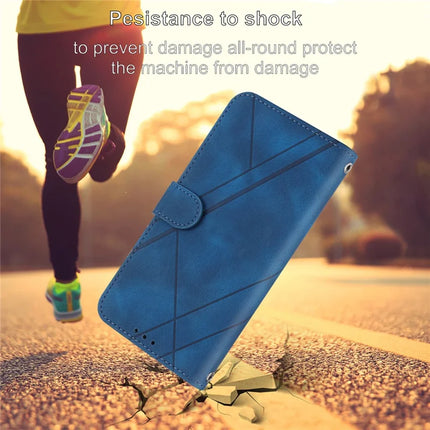 For iPhone 16e Case Imprinted Line Leather Phone Cover with Handy Strap