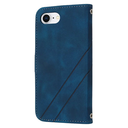 For iPhone 16e Case Imprinted Line Leather Phone Cover with Handy Strap