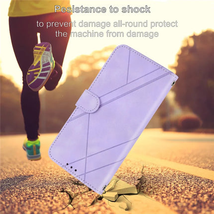 For iPhone 16e Case Imprinted Line Leather Phone Cover with Handy Strap