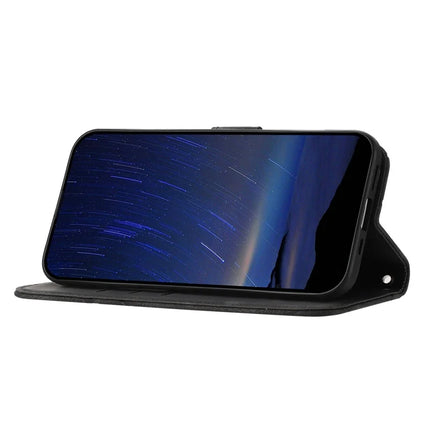 For iPhone 16e Case Imprinted Line Leather Phone Cover with Handy Strap