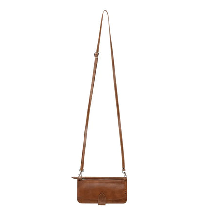 For iPhone 16e Case Zipper Pocket Leather Phone Cover with Crossbody Shoulder Strap