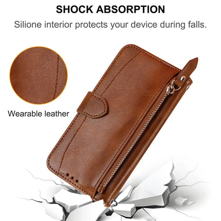 For iPhone 16e Case Zipper Pocket Leather Phone Cover with Crossbody Shoulder Strap