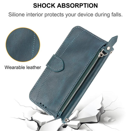 For iPhone 16e Case Zipper Pocket Leather Phone Cover with Crossbody Shoulder Strap