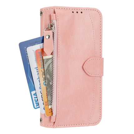 For iPhone 16e Case Zipper Pocket Leather Phone Cover with Crossbody Shoulder Strap