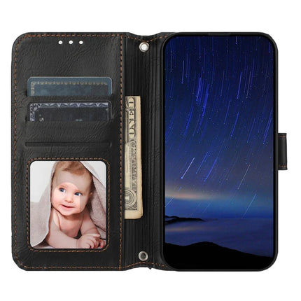 For iPhone 16e Case Zipper Pocket Leather Phone Cover with Crossbody Shoulder Strap