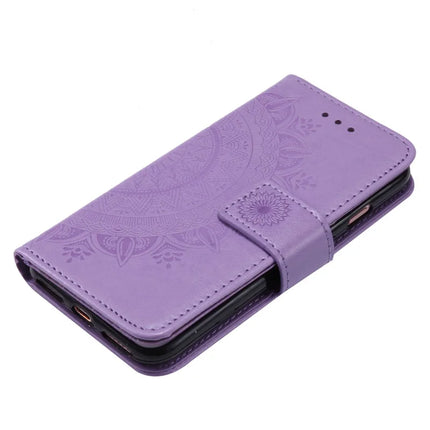 For iPhone 16e Stand Case Imprinted Totem PU Leather Wallet Phone Cover
