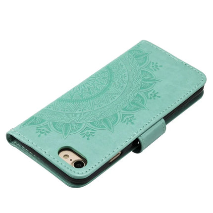 For iPhone 16e Stand Case Imprinted Totem PU Leather Wallet Phone Cover