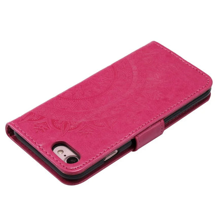 For iPhone 16e Stand Case Imprinted Totem PU Leather Wallet Phone Cover