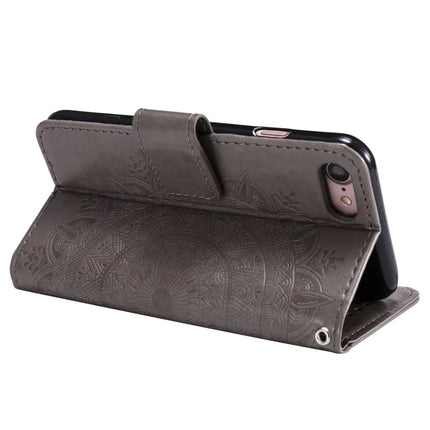 For iPhone 16e Stand Case Imprinted Totem PU Leather Wallet Phone Cover