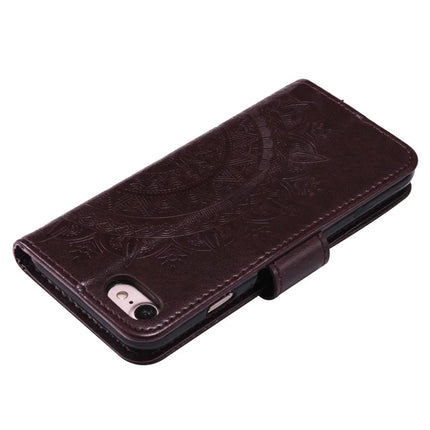 For iPhone 16e Stand Case Imprinted Totem PU Leather Wallet Phone Cover