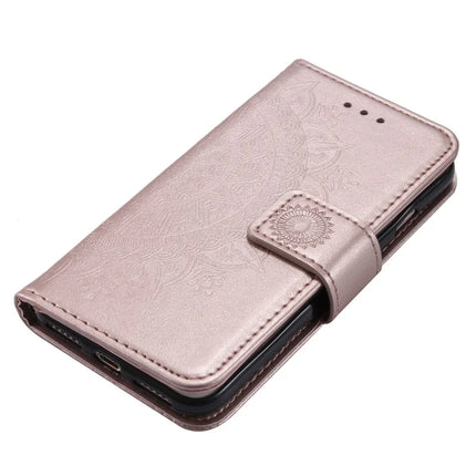 For iPhone 16e Stand Case Imprinted Totem PU Leather Wallet Phone Cover