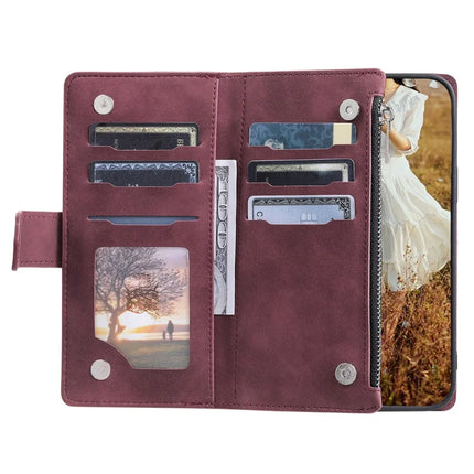 For iPhone 16e Case Rhombus Imprinted Zipper Wallet Leather Cover with Strap